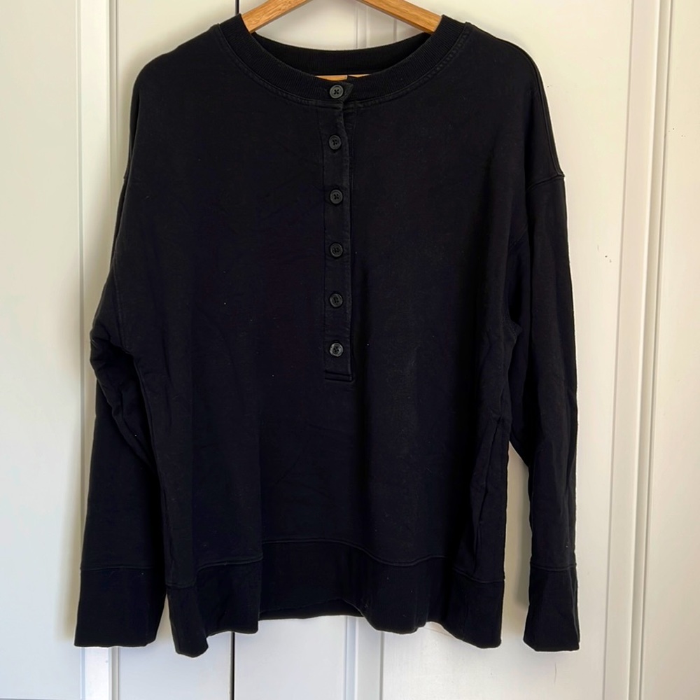 Athleta Half Button Up Sweater L - image 1